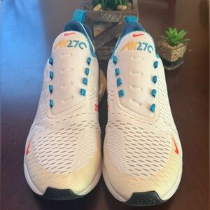 Nike 270 Air Max White and Blue Mesh Slip-On Sneakers size 12